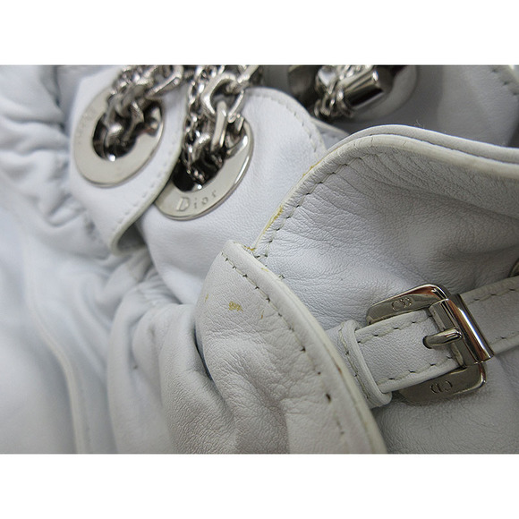Christian Dior Letranto Chain Shoulder Bag Leather White - Picture 8 of 10